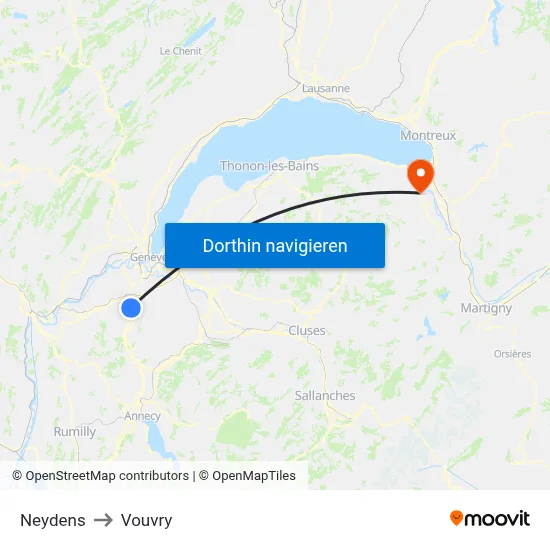 Neydens to Vouvry map