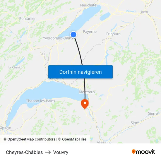 Cheyres-Châbles to Vouvry map