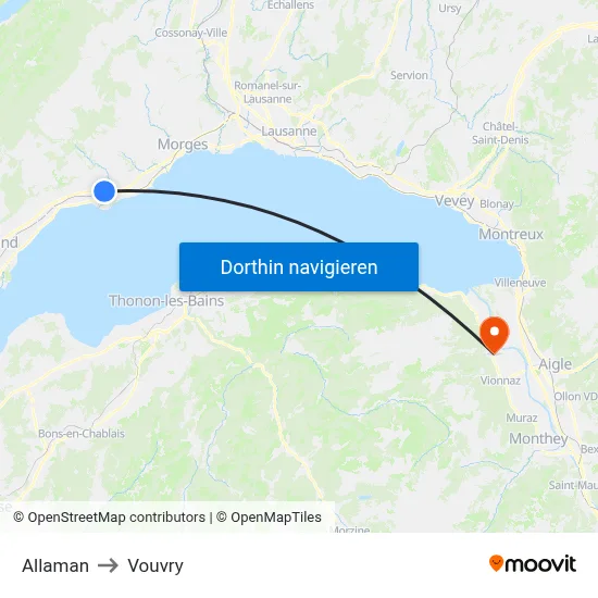 Allaman to Vouvry map