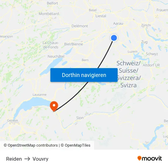 Reiden to Vouvry map