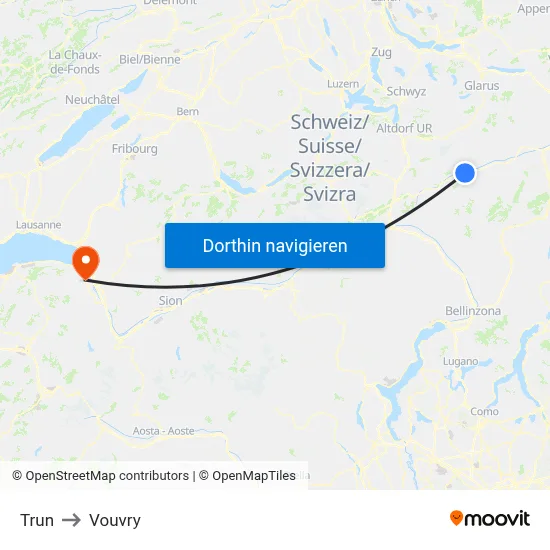 Trun to Vouvry map