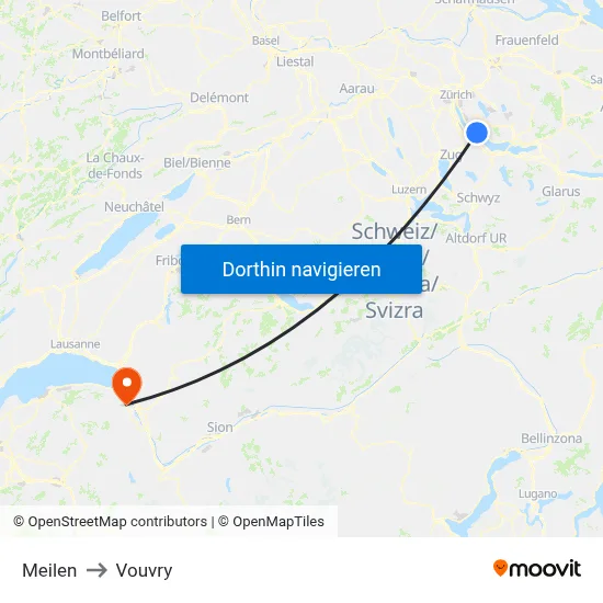 Meilen to Vouvry map