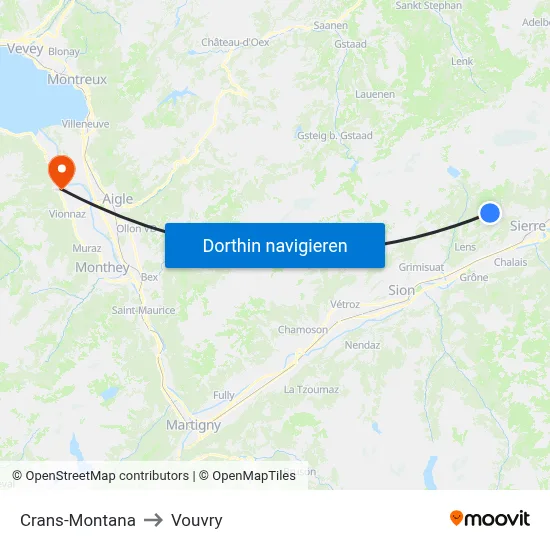 Crans-Montana to Vouvry map