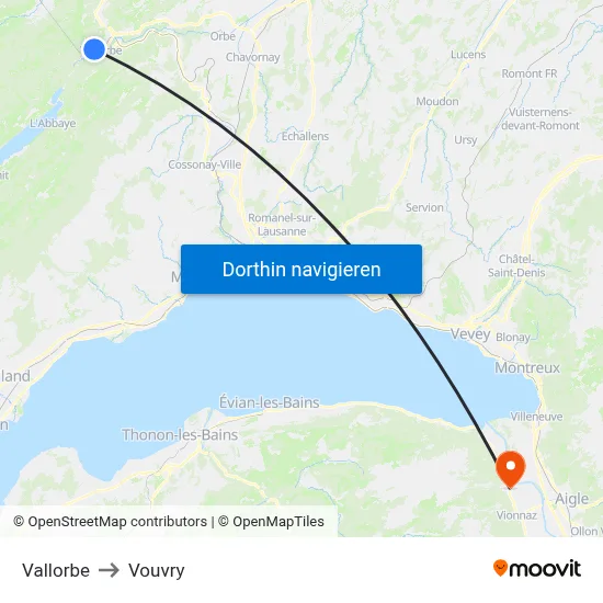 Vallorbe to Vouvry map