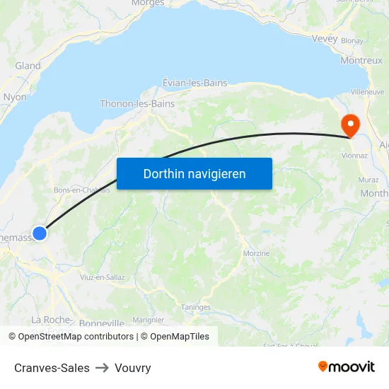 Cranves-Sales to Vouvry map
