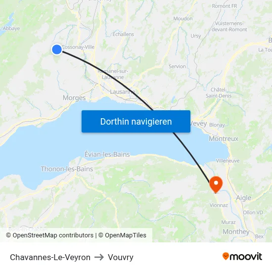 Chavannes-Le-Veyron to Vouvry map