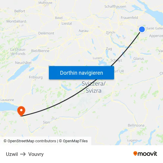 Uzwil to Vouvry map