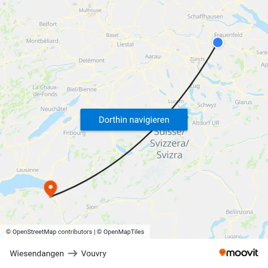 Wiesendangen to Vouvry map