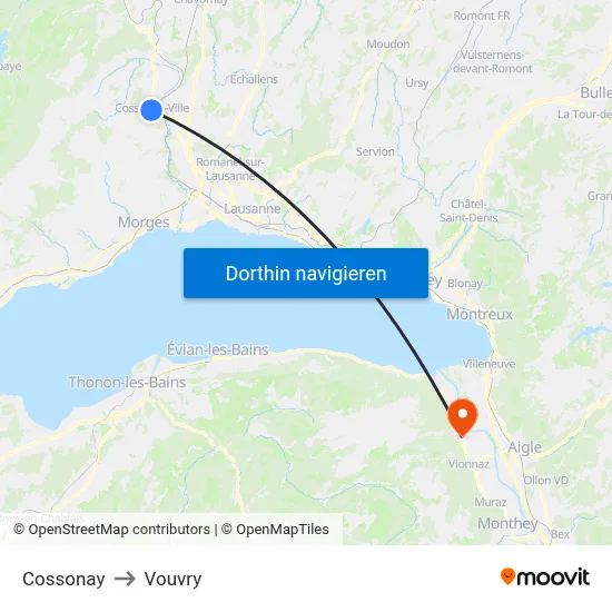 Cossonay to Vouvry map