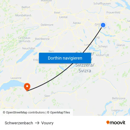 Schwerzenbach to Vouvry map