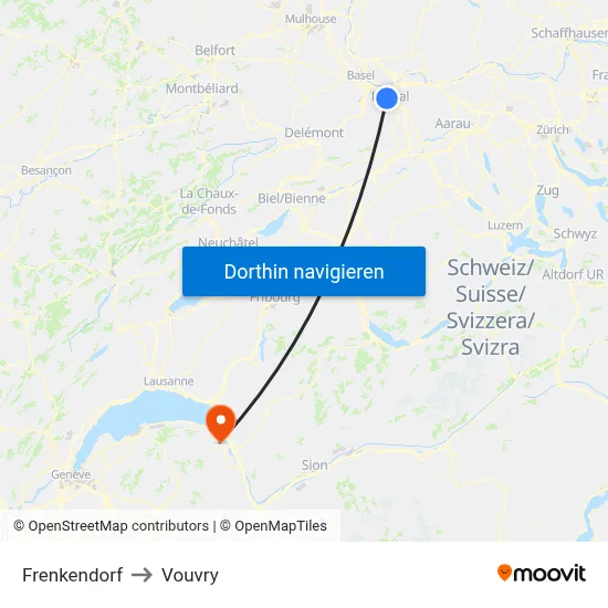 Frenkendorf to Vouvry map