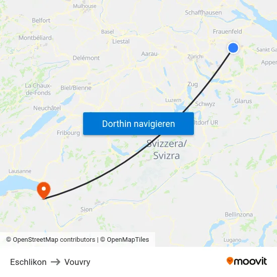Eschlikon to Vouvry map