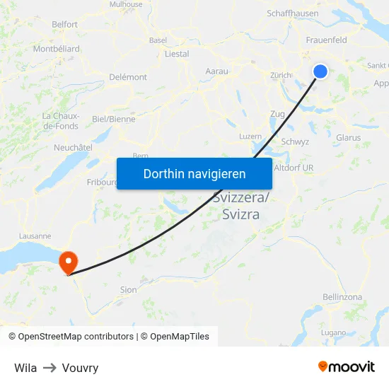 Wila to Vouvry map