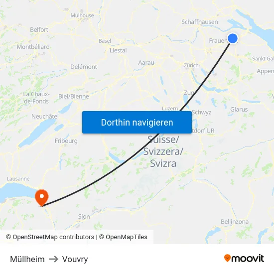 Müllheim to Vouvry map