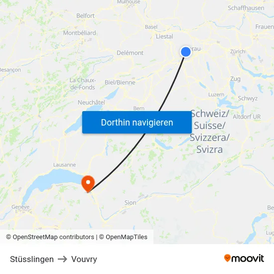 Stüsslingen to Vouvry map