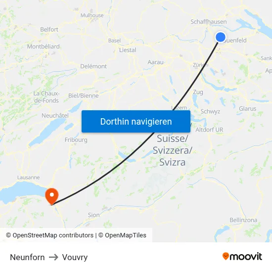 Neunforn to Vouvry map