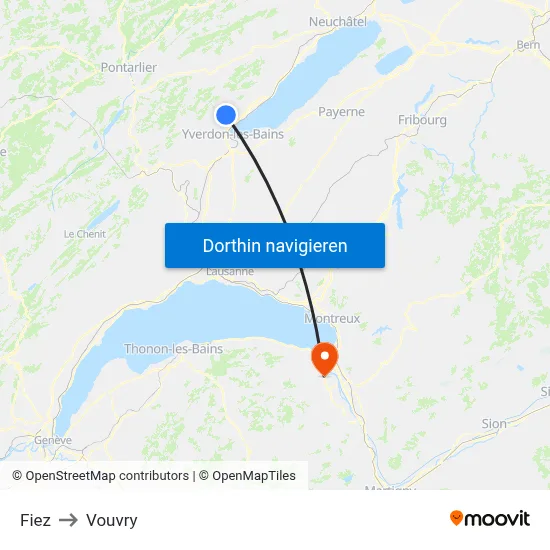 Fiez to Vouvry map
