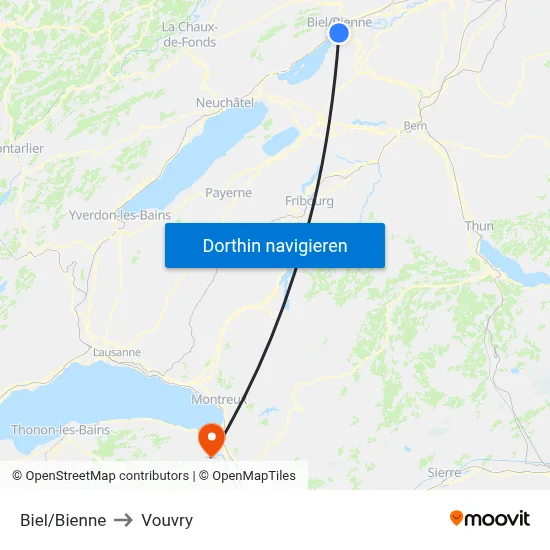 Biel/Bienne to Vouvry map