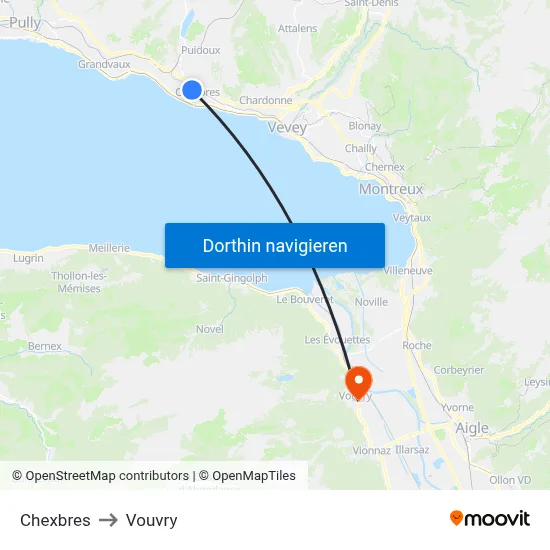 Chexbres to Vouvry map