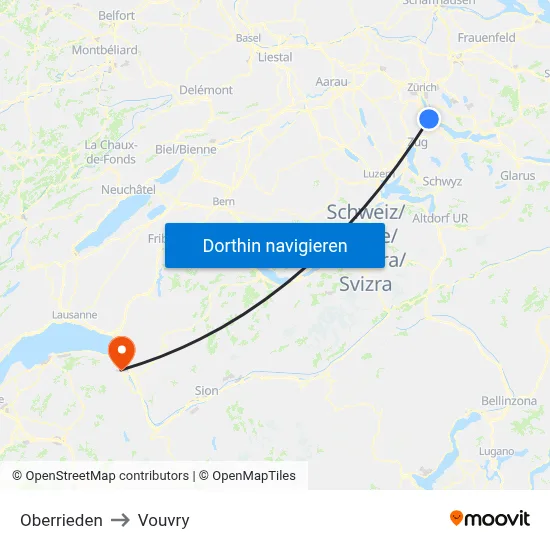Oberrieden to Vouvry map