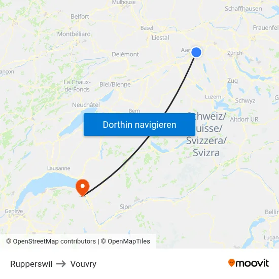 Rupperswil to Vouvry map