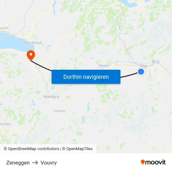 Zeneggen to Vouvry map