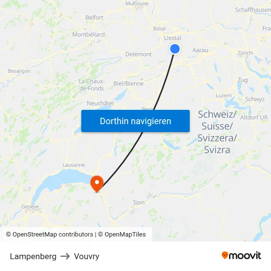 Lampenberg to Vouvry map