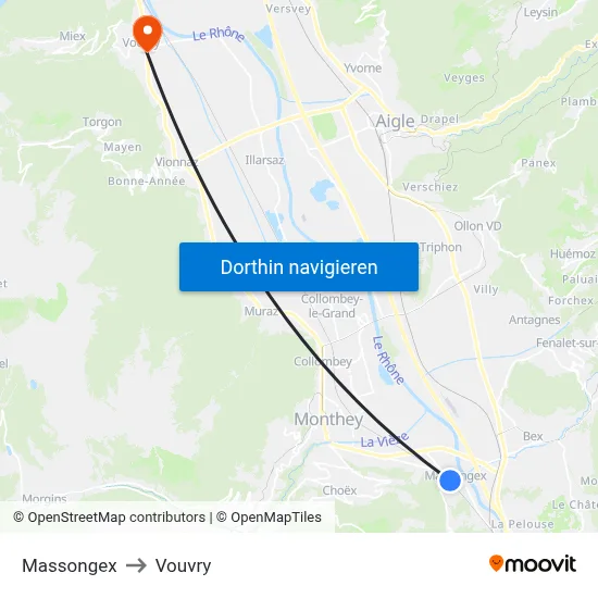 Massongex to Vouvry map