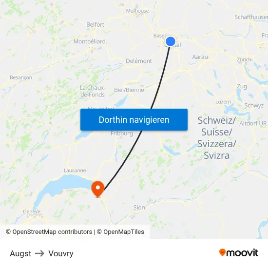 Augst to Vouvry map