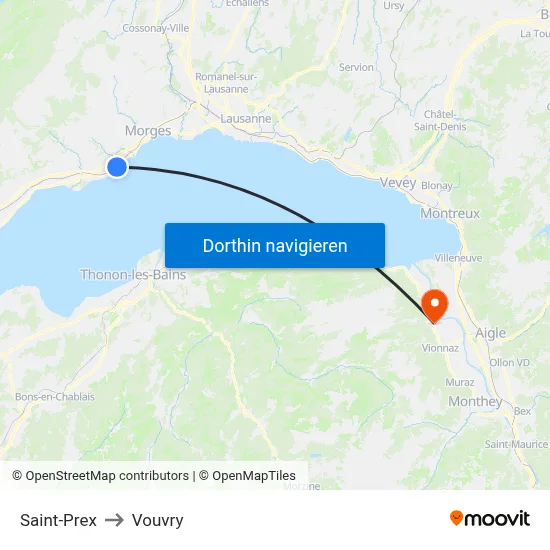 Saint-Prex to Vouvry map