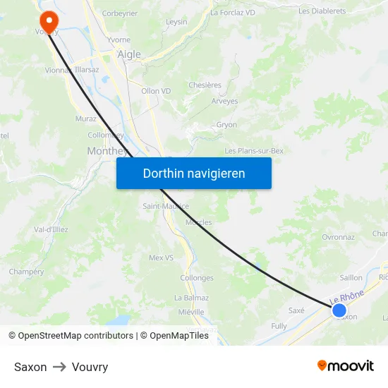 Saxon to Vouvry map