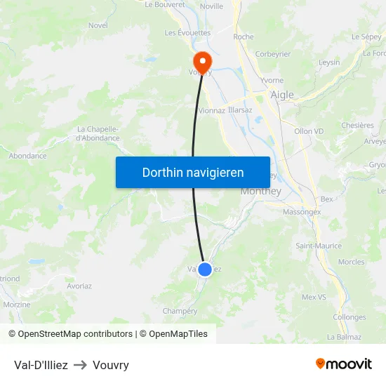 Val-D'Illiez to Vouvry map