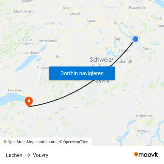 Lachen to Vouvry map
