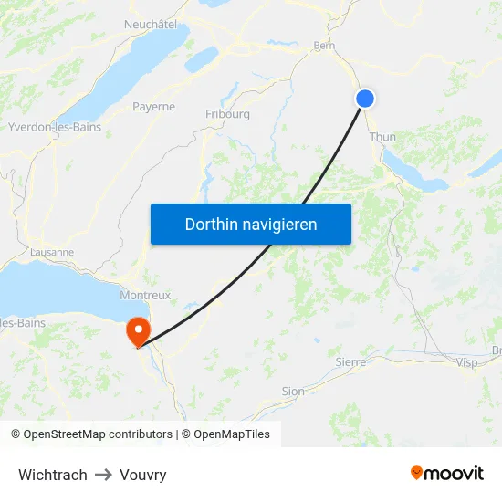 Wichtrach to Vouvry map