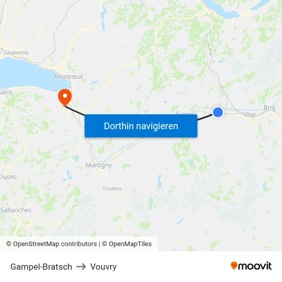 Gampel-Bratsch to Vouvry map
