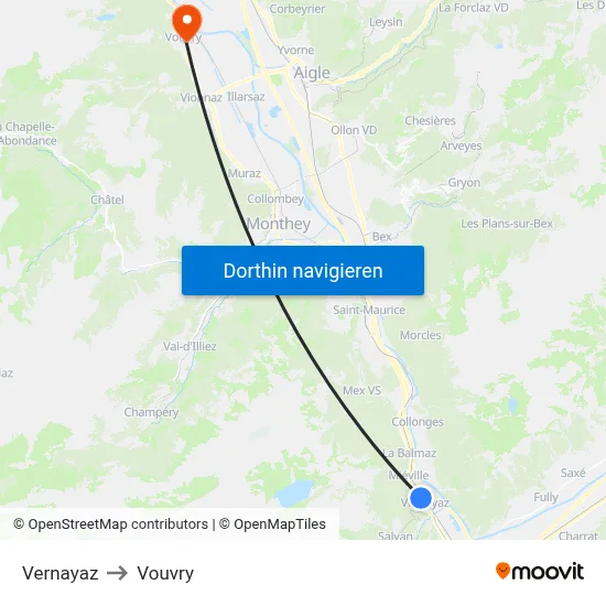 Vernayaz to Vouvry map