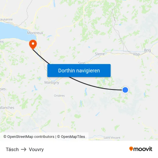Täsch to Vouvry map