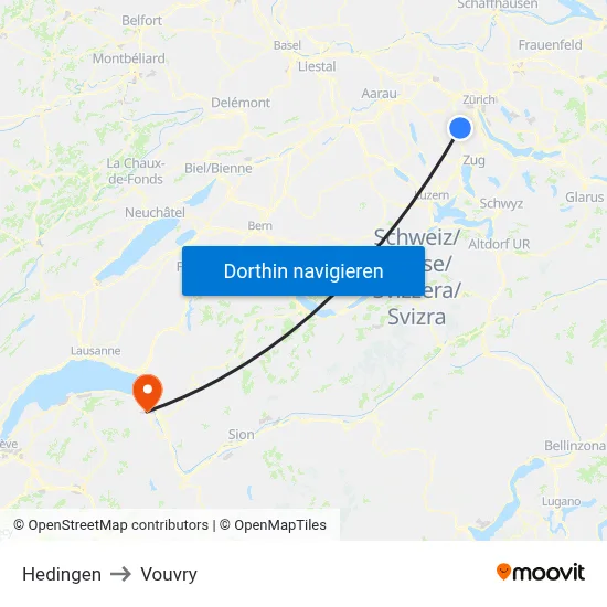 Hedingen to Vouvry map