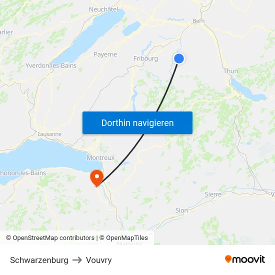 Schwarzenburg to Vouvry map