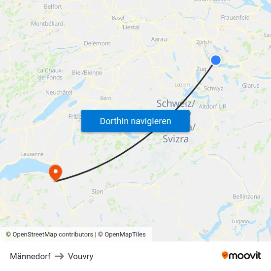 Männedorf to Vouvry map