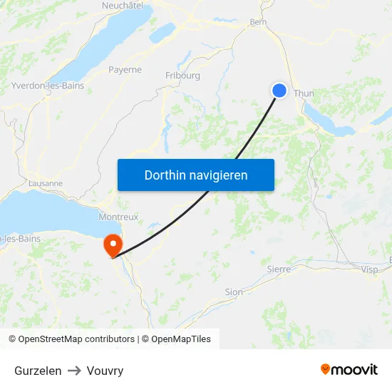 Gurzelen to Vouvry map