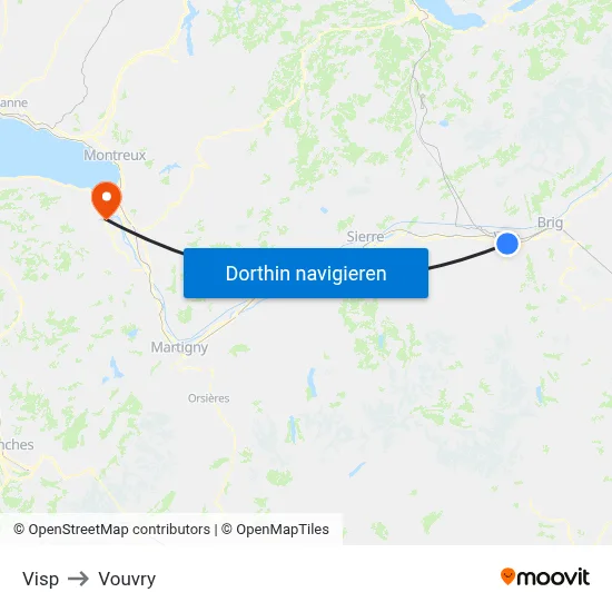 Visp to Vouvry map