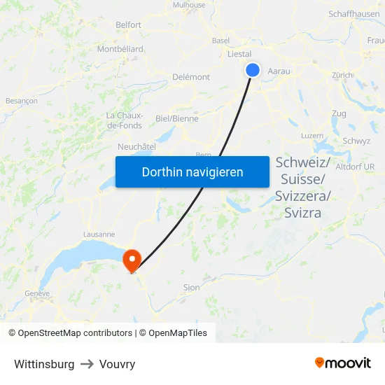 Wittinsburg to Vouvry map