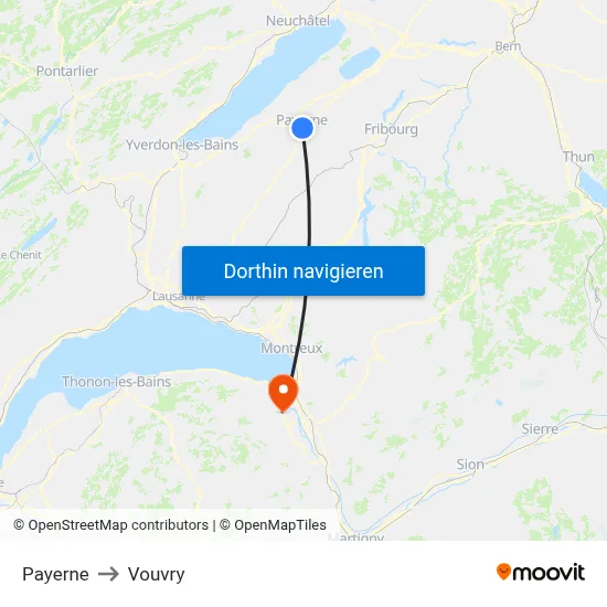 Payerne to Vouvry map