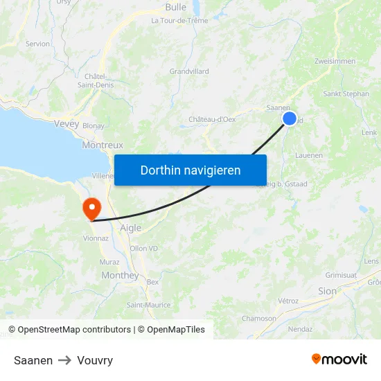 Saanen to Vouvry map