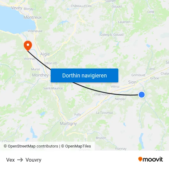 Vex to Vouvry map