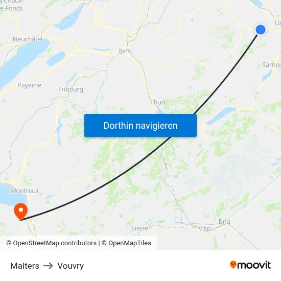 Malters to Vouvry map