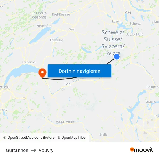 Guttannen to Vouvry map