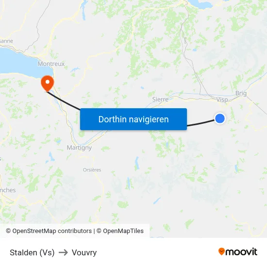 Stalden (Vs) to Vouvry map