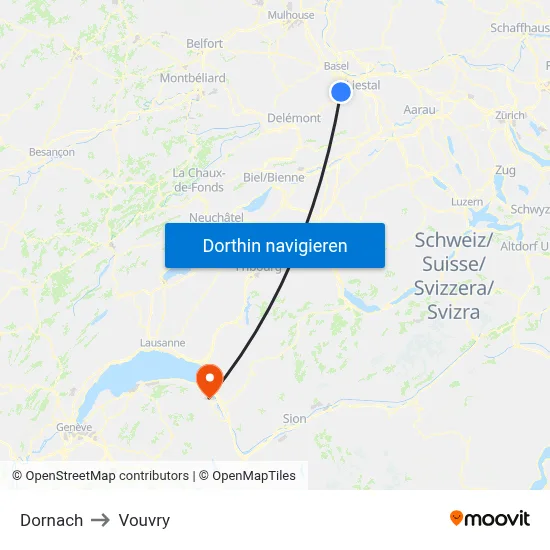 Dornach to Vouvry map